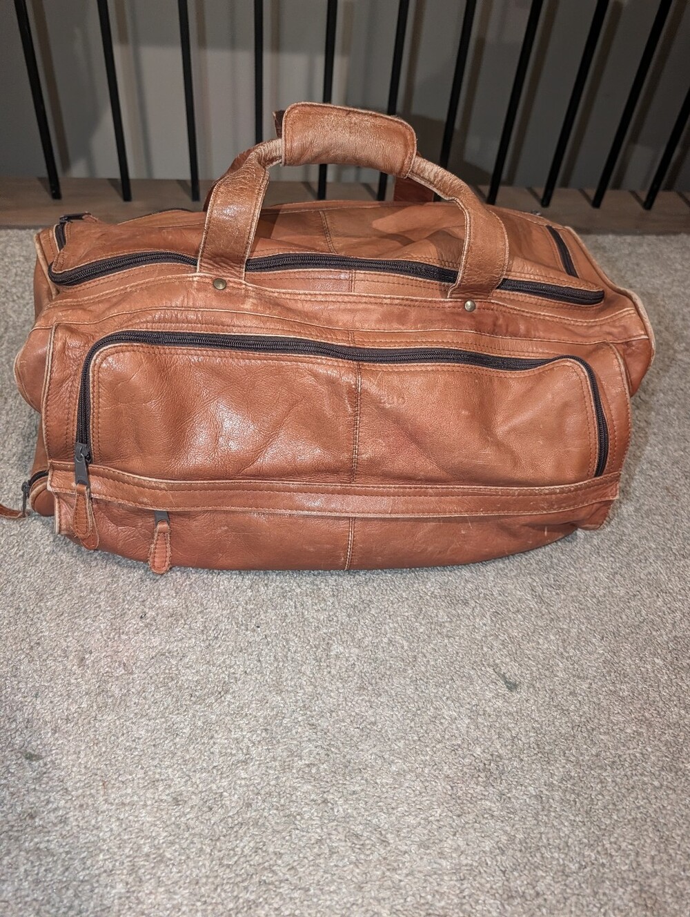 Men's Leather Duffel Bag - Brown Made In Columbia